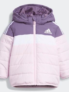 adidas Toddler Lavender, Light Pink & White Hooded Puffer Jacket